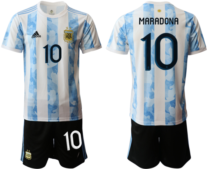 Men 2020-2021 Season National team Argentina home white #10 Soccer Jersey1->argentina jersey->Soccer Country Jersey